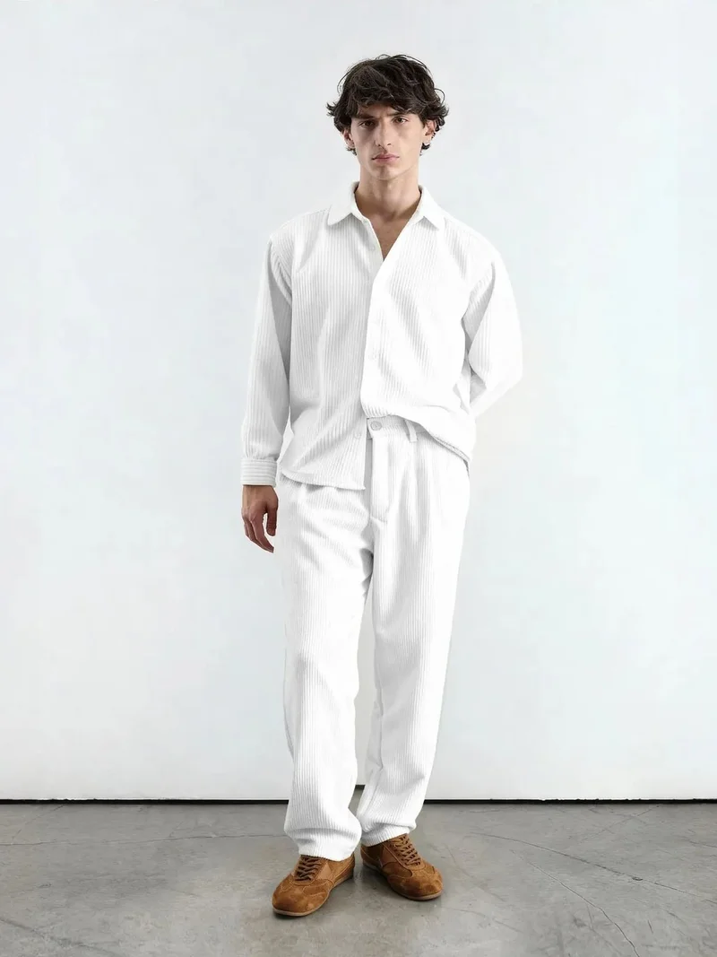 جيستو بنطلون جيستو رجالي واسع الساق بطيات نسيجية